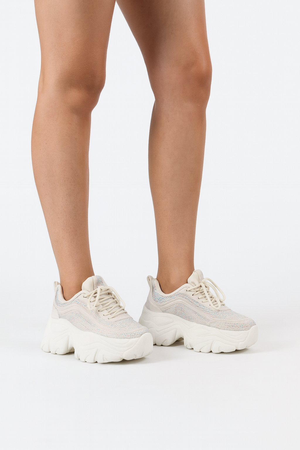 Tenis chuncky con plataforma Alta tipo Deportivo Latte-76