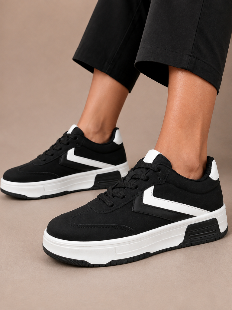 Tenis con Plataforma Corrida Básico para Mujer-14 | Negro