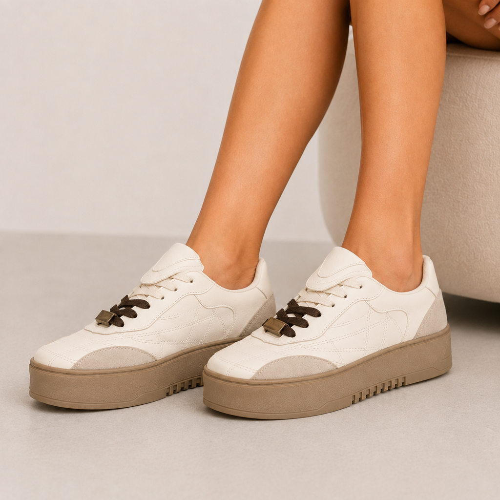 Tenis con Plataforma Corrida para Mujer-66 | Beige