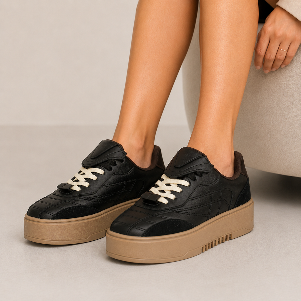 Tenis con Plataforma Corrida para Mujer-66   Negro