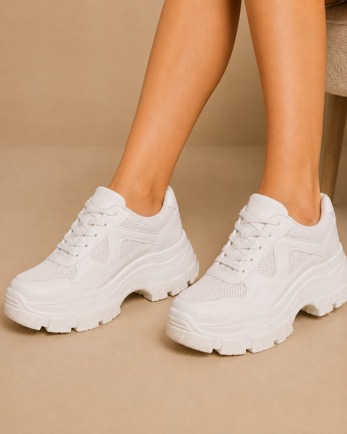Tenis con Plataforma Básico Deportivo para Mujer-86 | Blanco