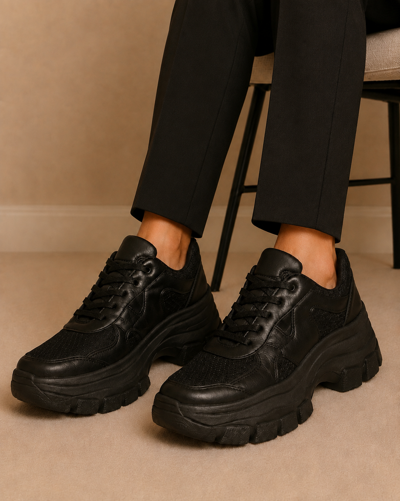 Tenis con Plataforma Básico Deportivo para Mujer-86 | Negro