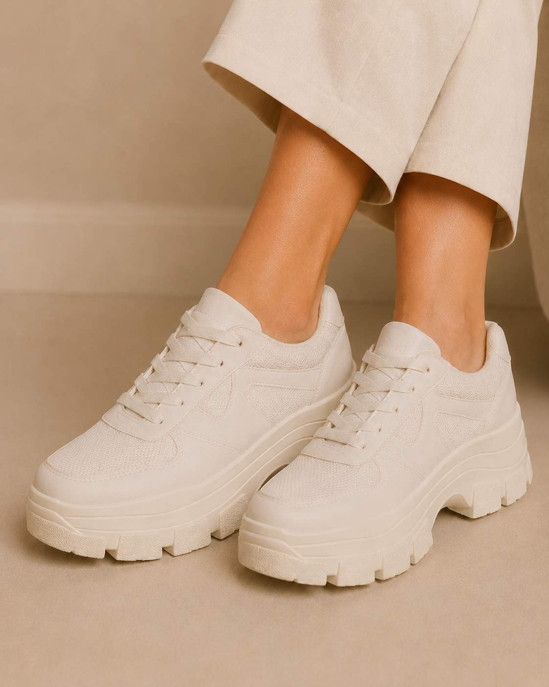 Tenis con Plataforma Básico Deportivo para Mujer-86 | Latte