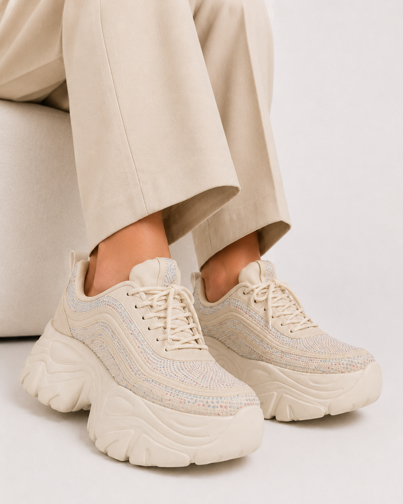 Tenis Chunky con Plataforma Alta Deportivo para Mujer-76 | Latte