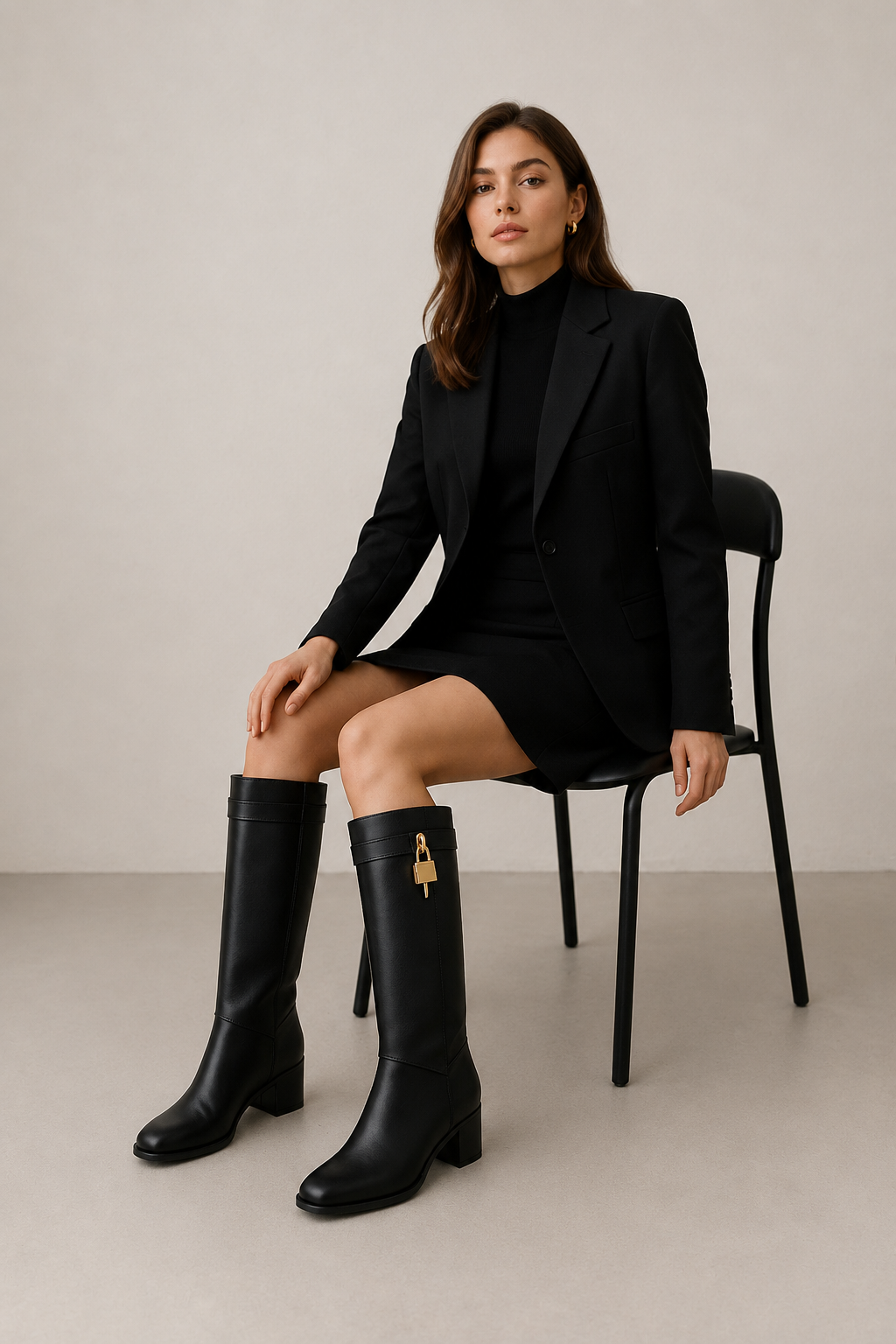Bota Baja con Detalle de Candado para Mujer | Negro