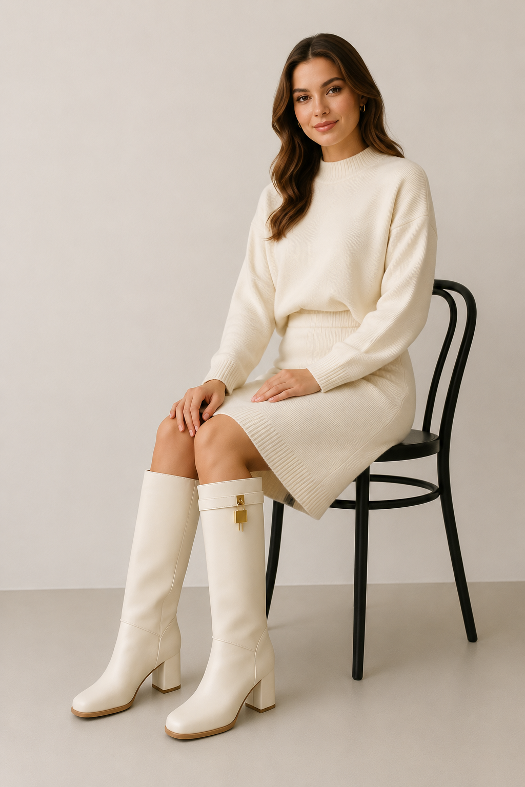 Botas Bajas con Detalle de Candado para Mujer | Blanco