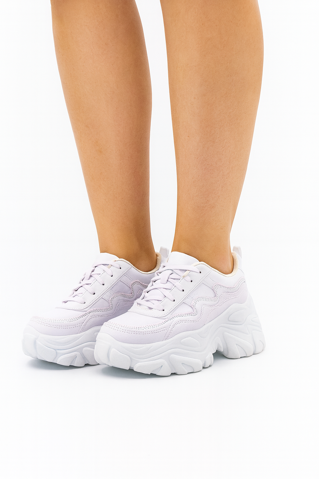 Tenis Con Plataforma Alta Tipo Deportivo Blanco Con Brillo-53