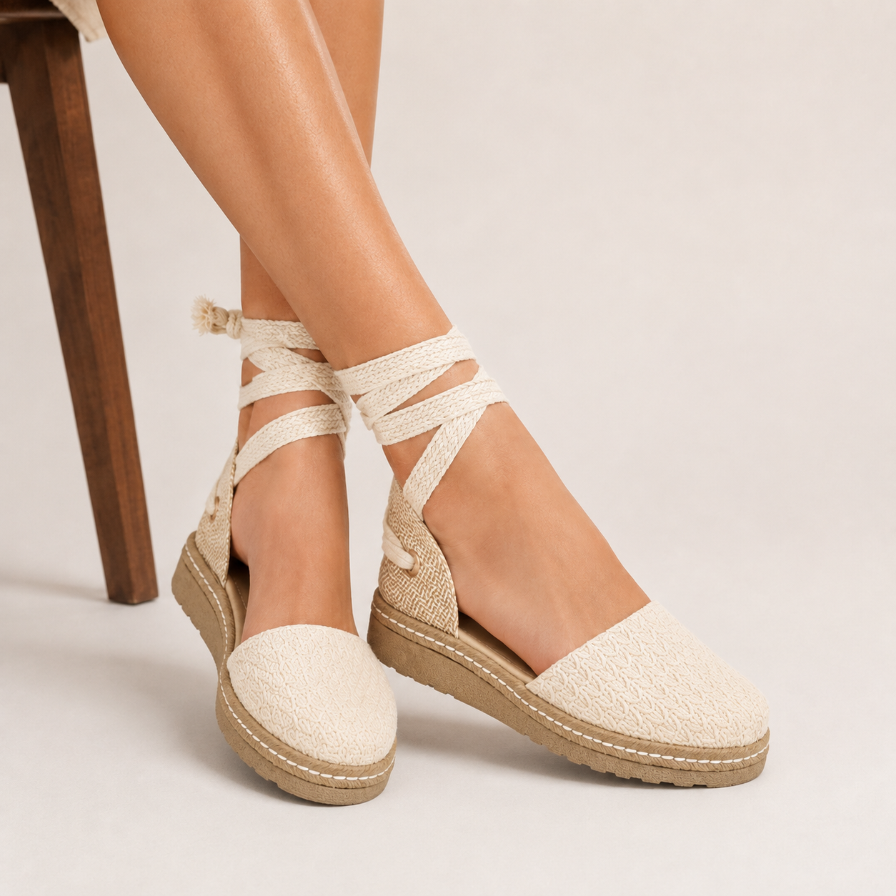 Alpargata de Piso con Plataforma de Yute para Mujer-70 | Beige