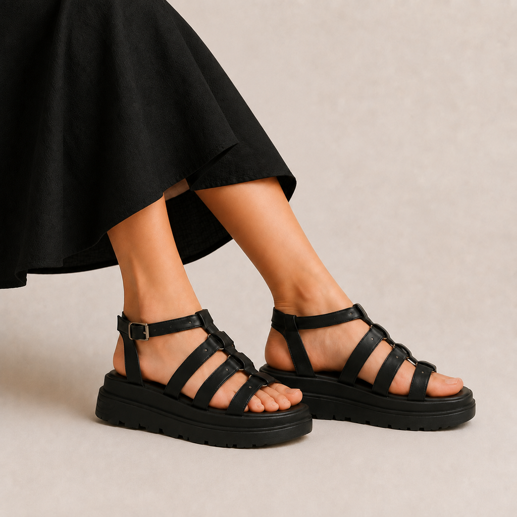 Sandalia de Plataforma con Estoperoles para Mujer-32 | Negro