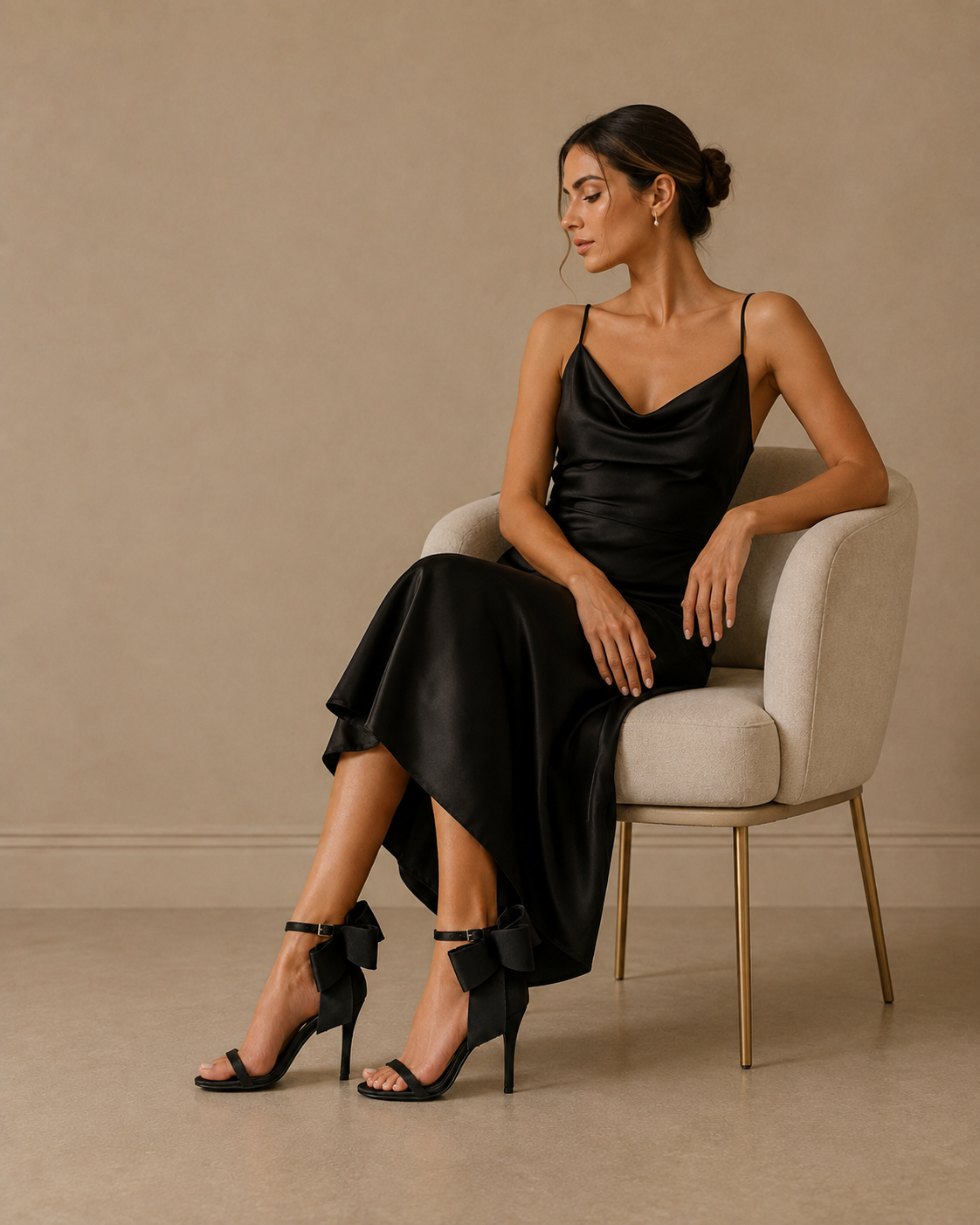 Sandalia Glam Bow Tacón con Lazo XL para Mujer-92 | Negro