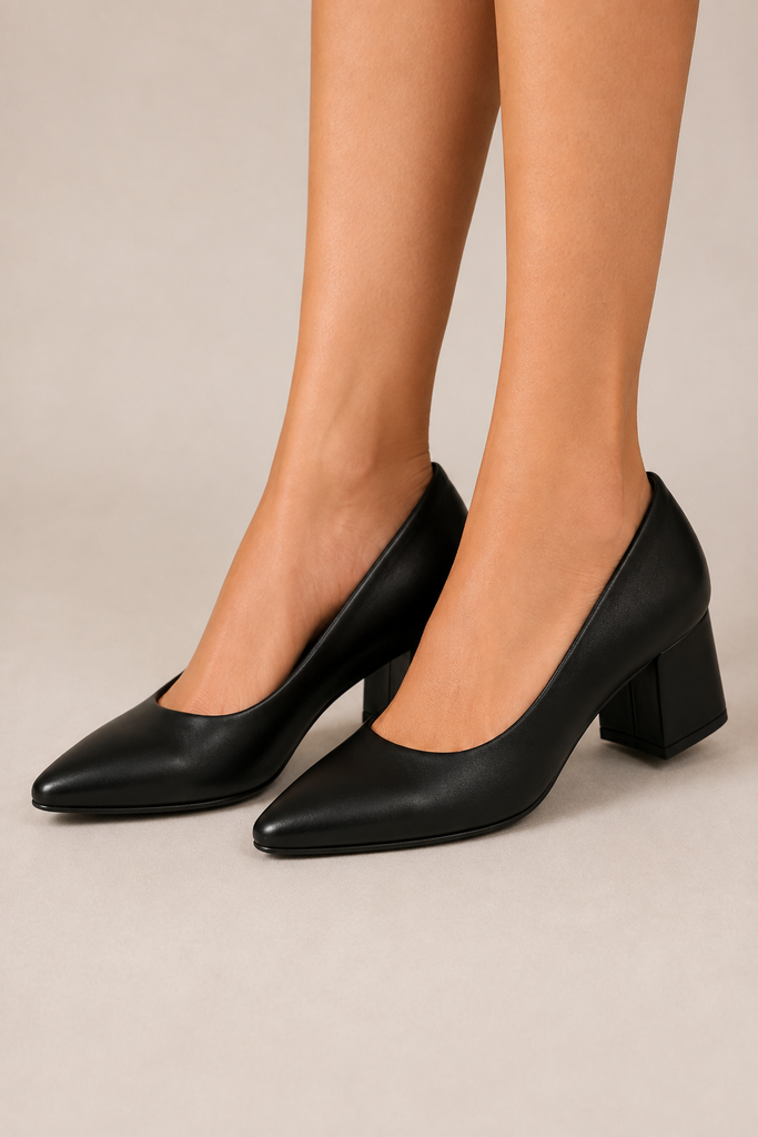 Zapato Ejecutivo Cómodo Tacón Cuadrado para Mujer | Negro