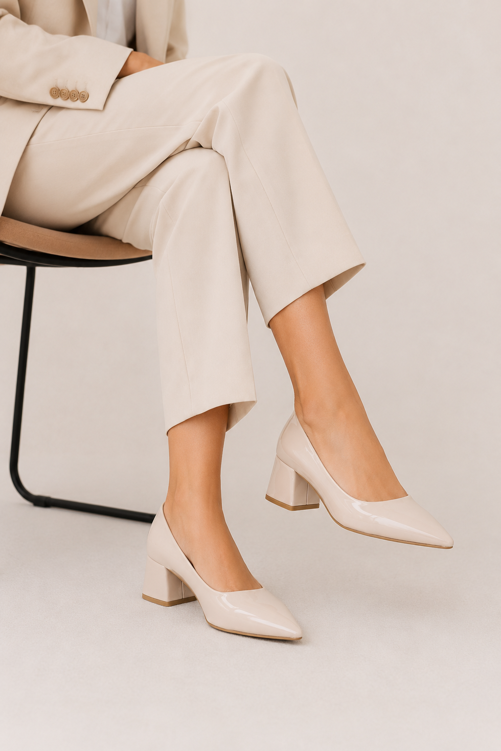 zapatilla ejecutiva puntal tacon ancho charol maquillaje -85