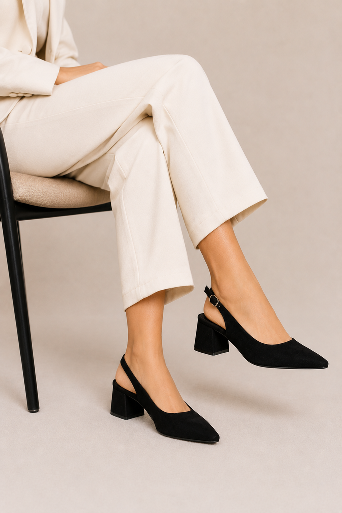 Zapatilla Slingback Buck Negro Destalonado -13