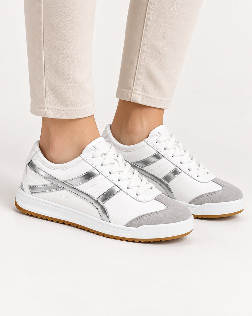 Tenis con Plataforma Corrida para Mujer-| Plateado