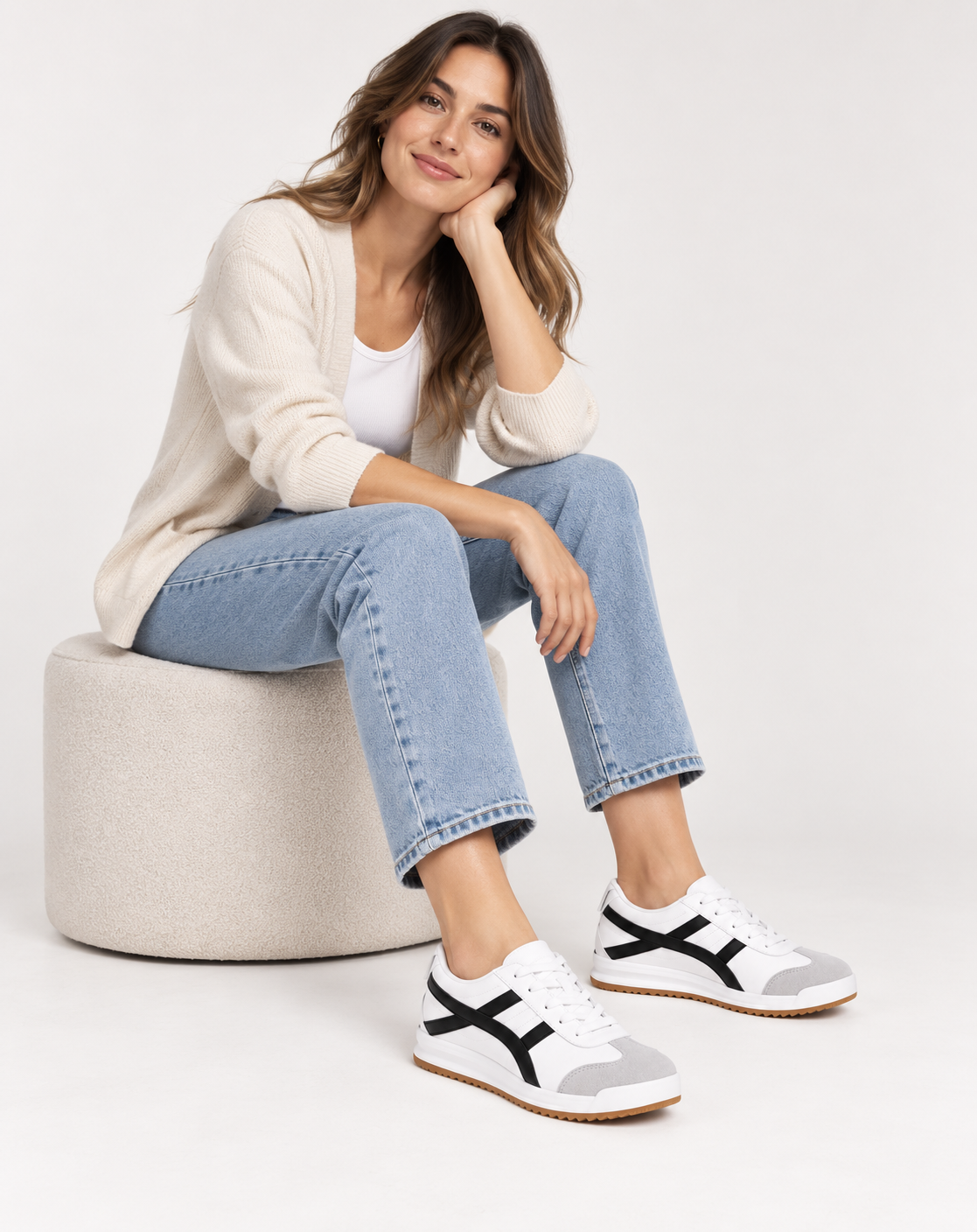 Tenis con Plataforma Corrida para Mujer-| Blanco/Negro