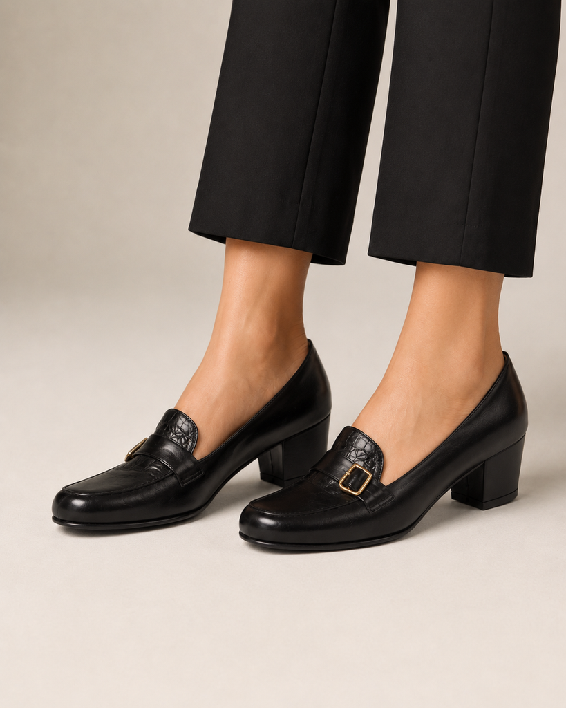 Zapato Confort Tacón Cuadrado para Mujer-25 | Negro