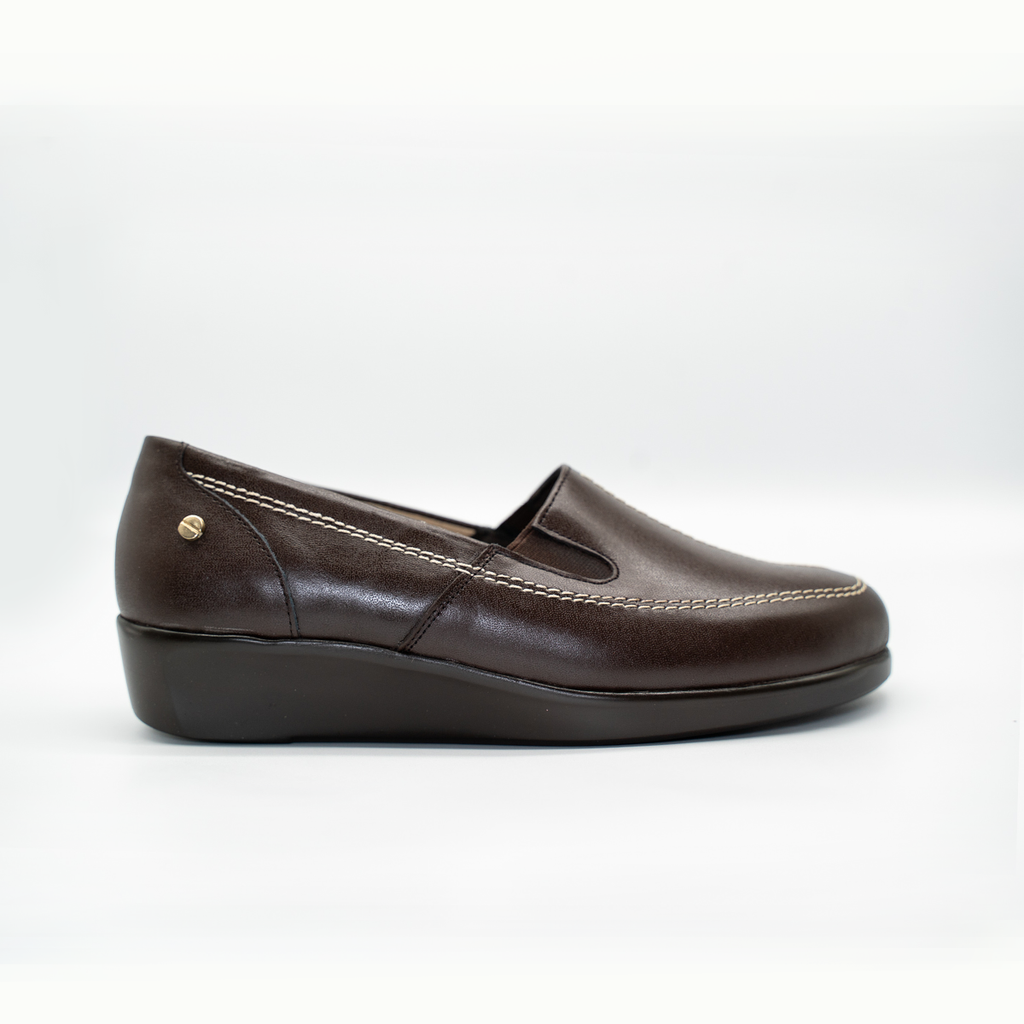 Zapato Confort Cómodo Tacon Corrido Cafe