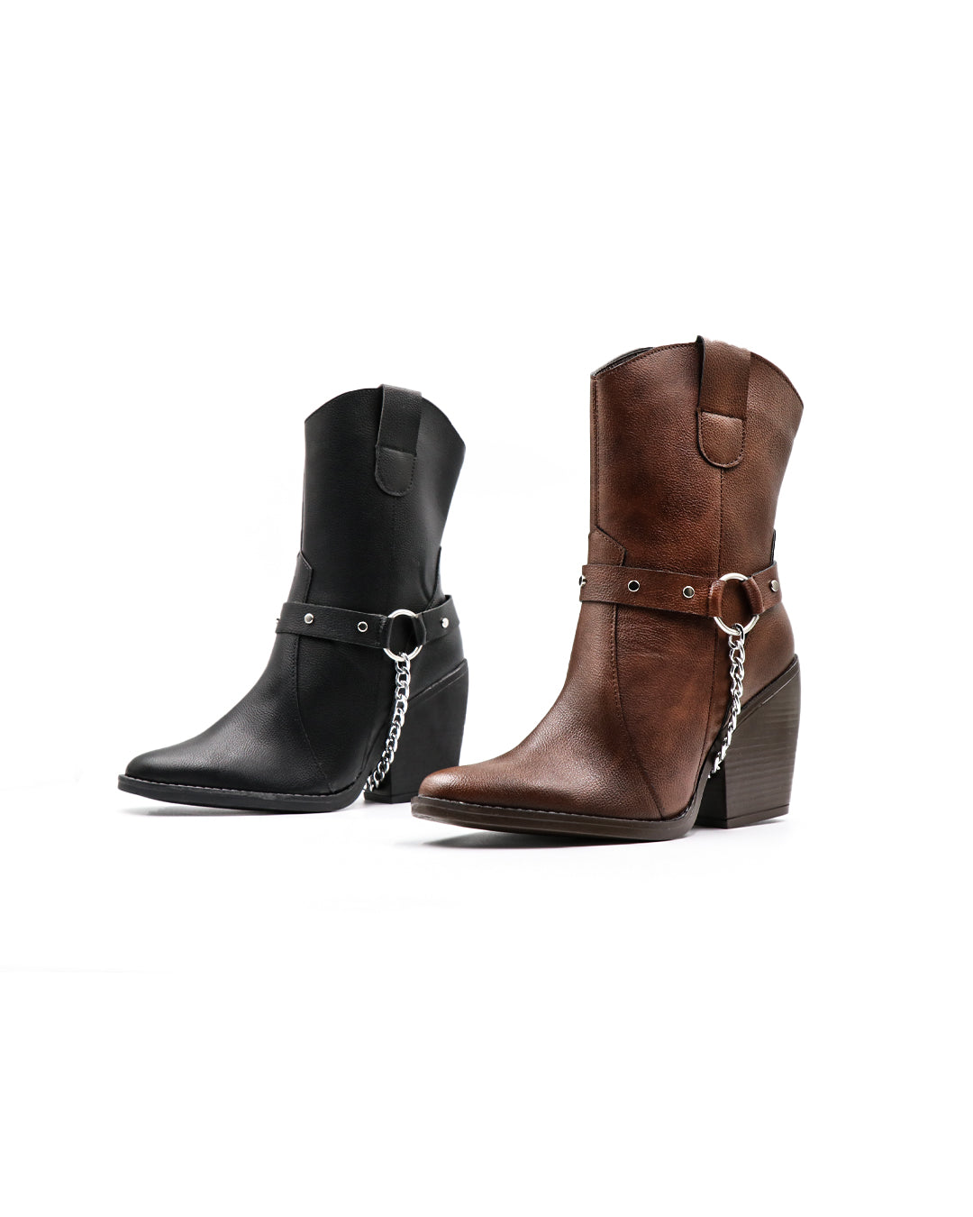 Botas Cowboy Café Con Hebillas Vaqueras