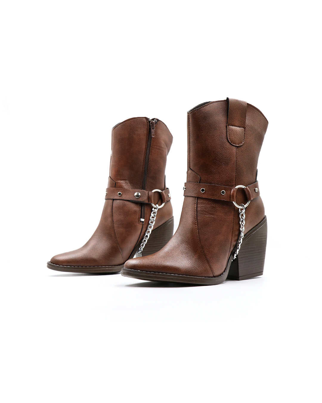 Botas Cowboy Café Con Hebillas Vaqueras