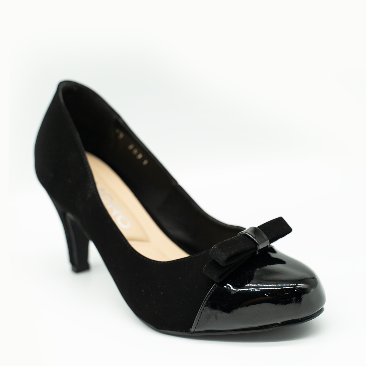 Tacón clásico negro con moño — elegancia y confort en cada paso-Ngro Charol-31