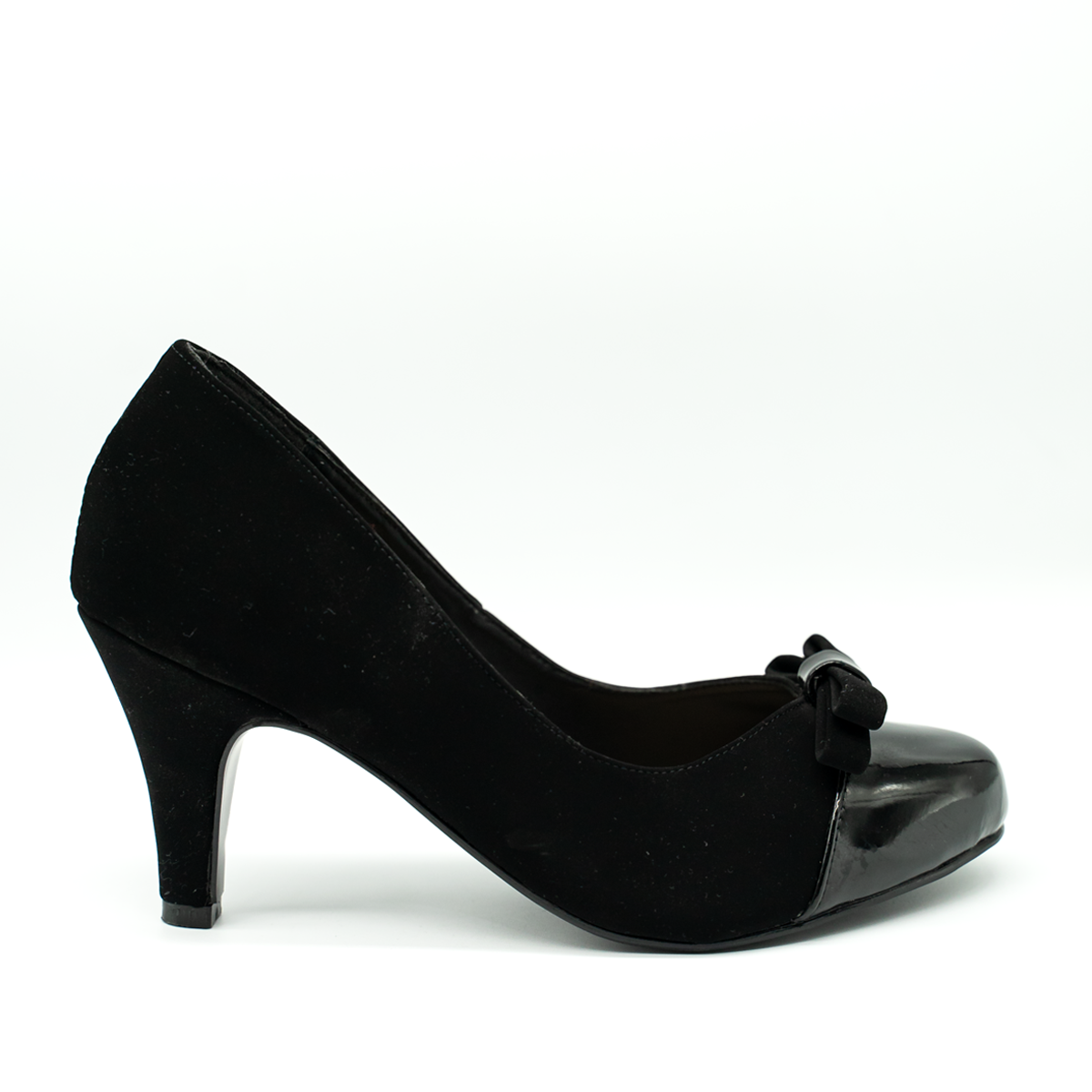 Tacón clásico negro con moño — elegancia y confort en cada paso-Ngro Charol-31