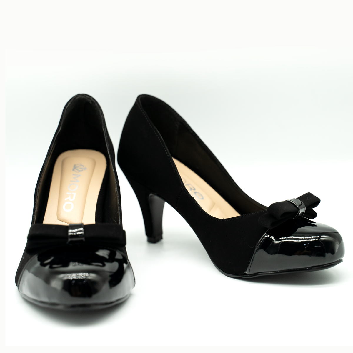 Tacón clásico negro con moño — elegancia y confort en cada paso-Ngro Charol-31