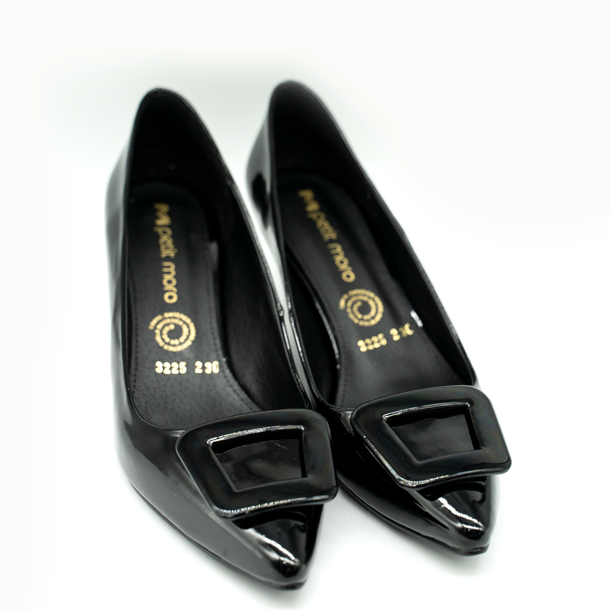 Tacones de charol con hebilla XL – tacón 6.5 cm-Negro-25