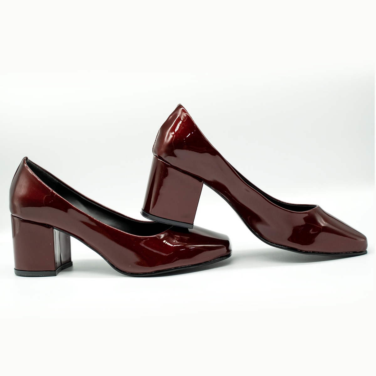 Zapato de charol cuadrado — elegancia, comodidad y estilo atemporal-Vino-98