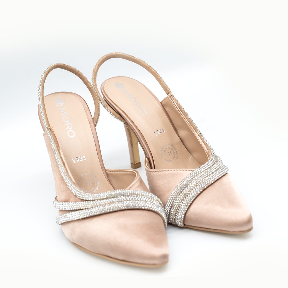 Zapatillas de tacón alto con pedrería brillante-Maquilaje-21