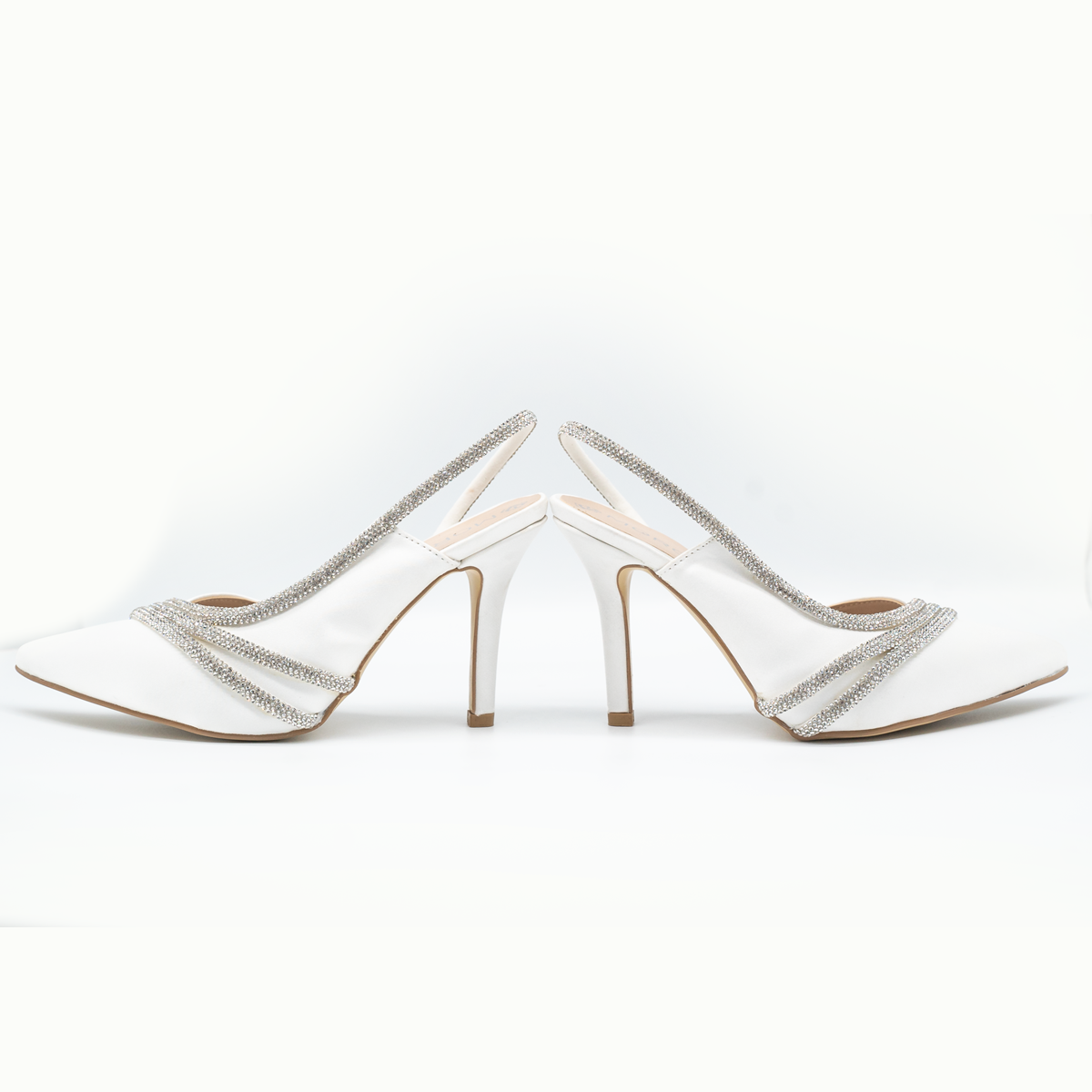 Zapatillas de tacón alto con pedrería brillante-Blanco-21