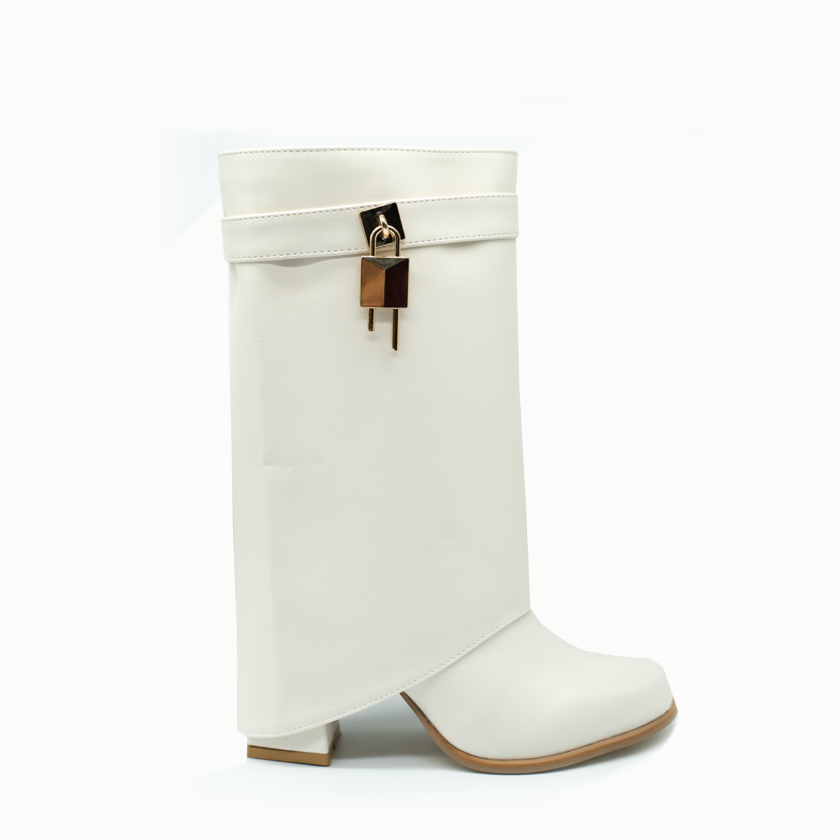 Botas Bajas  con Detalle de Candado-Bnco -38