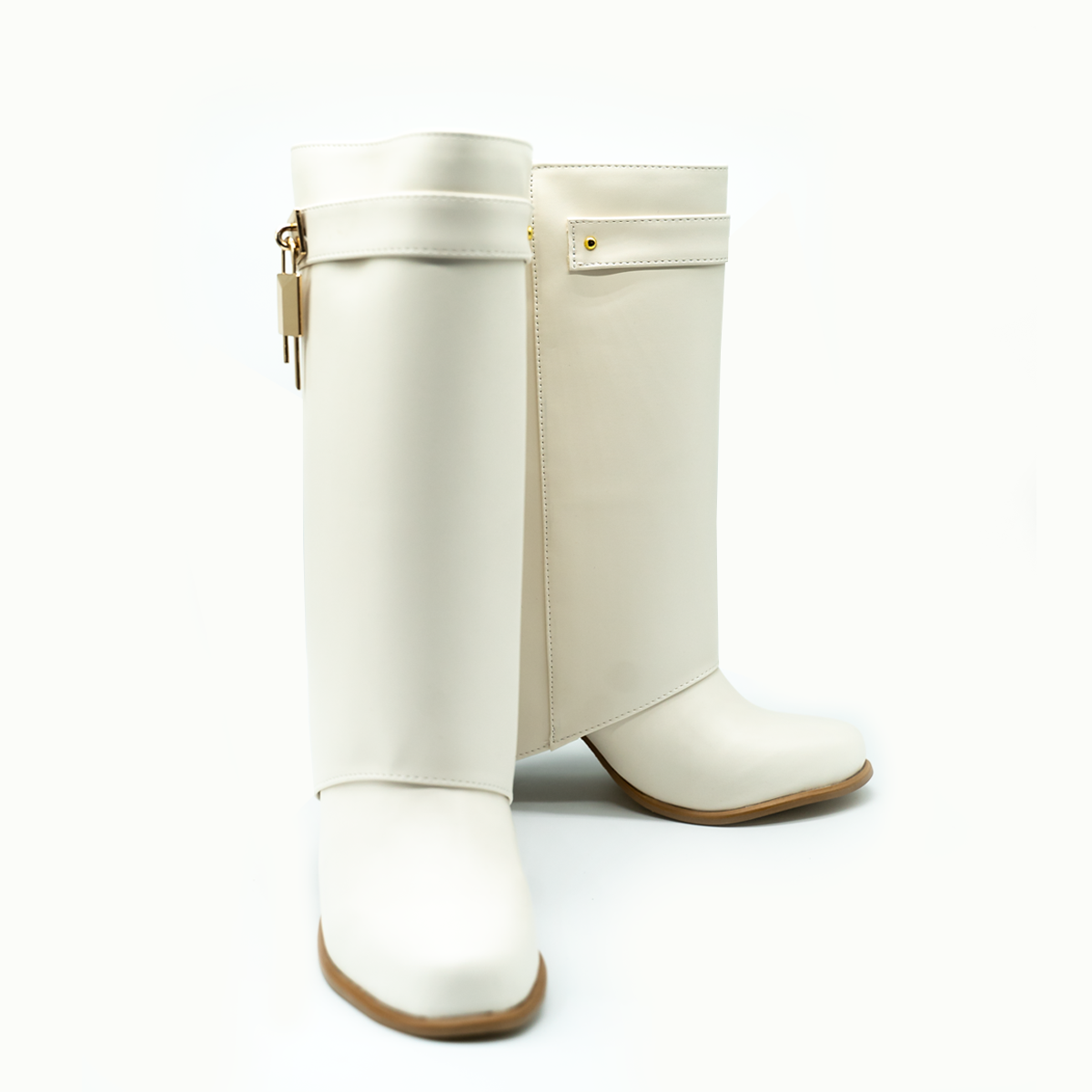 Botas Bajas  con Detalle de Candado-Bnco -38