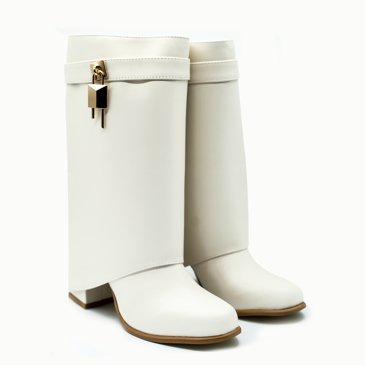 Botas Bajas  con Detalle de Candado-Bnco -38