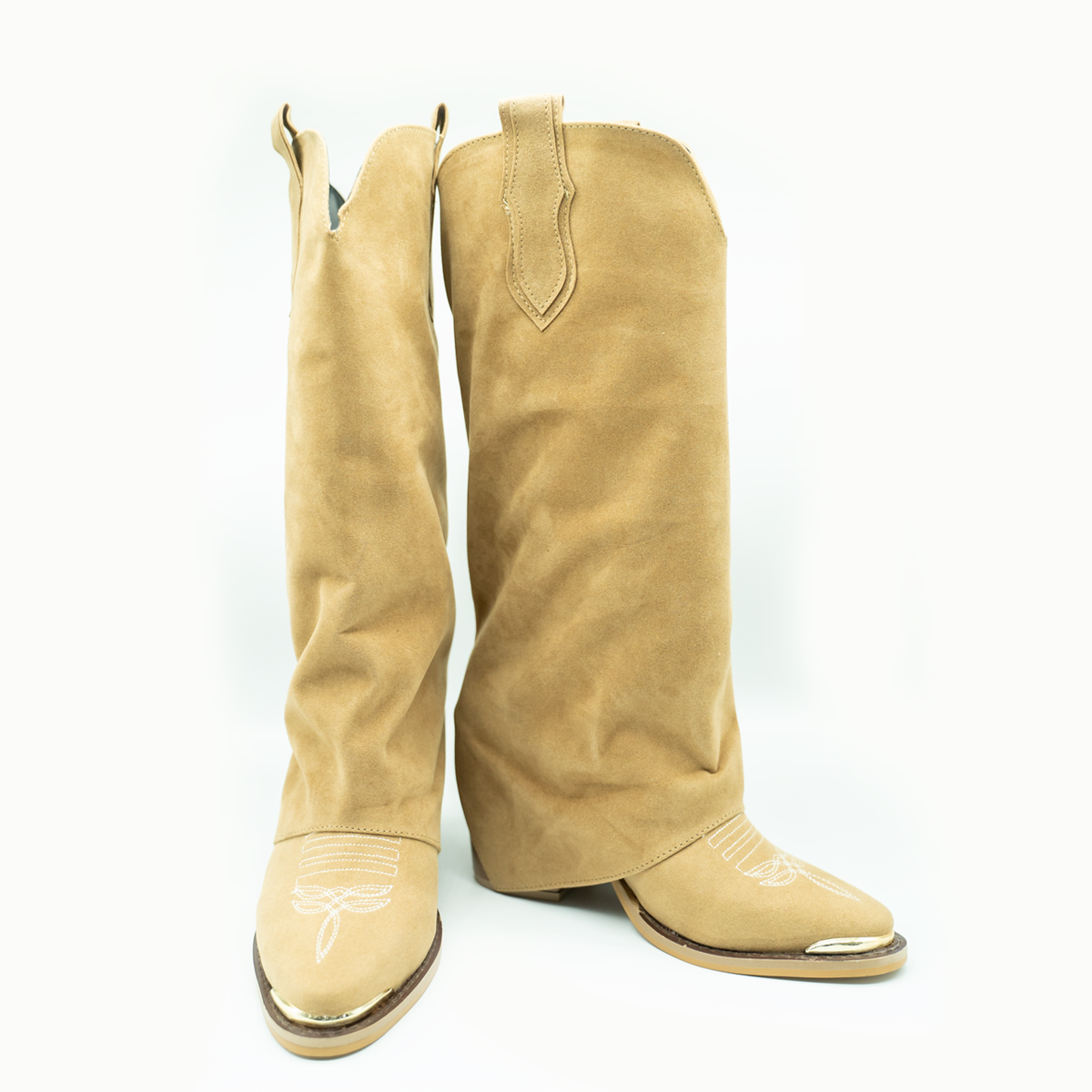 Bota Cowboy Suede Camel – Estilo Western-08