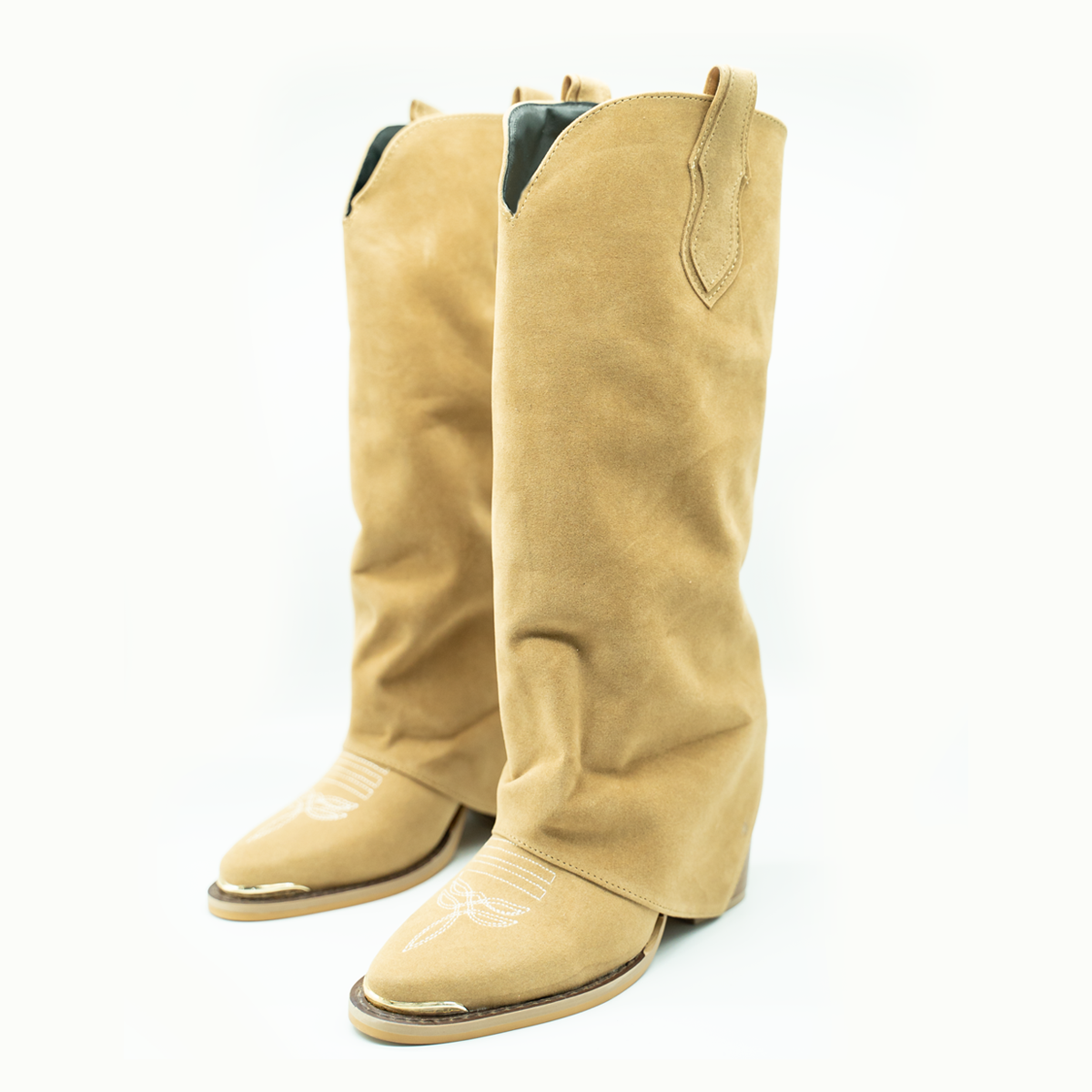 Bota Cowboy Suede Camel – Estilo Western-08
