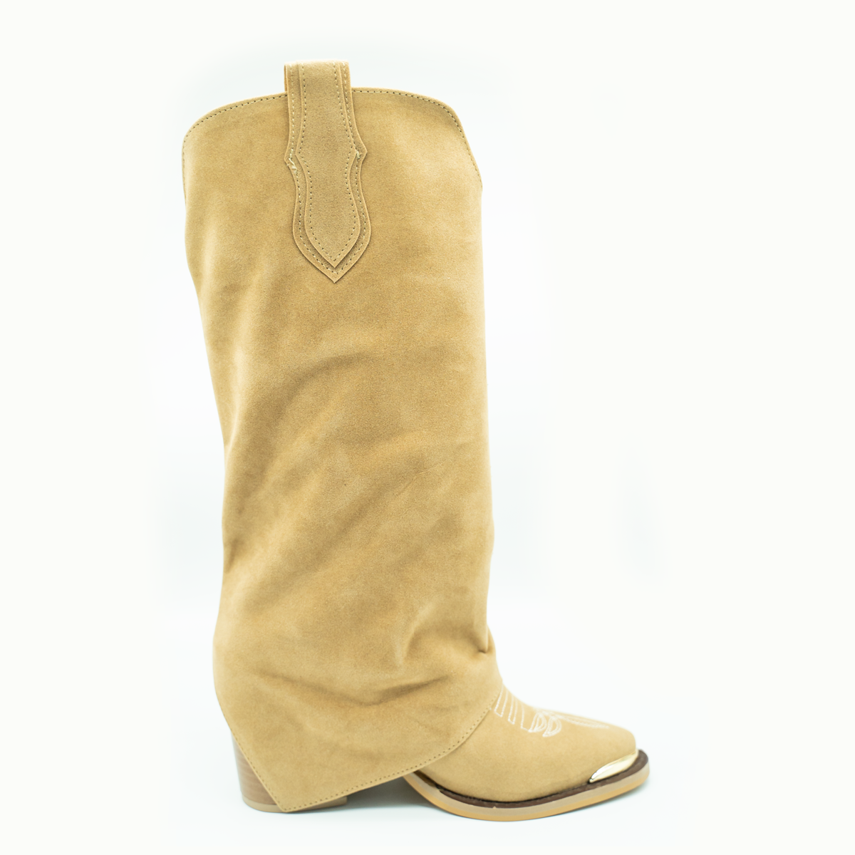 Bota Cowboy Suede Camel – Estilo Western-08