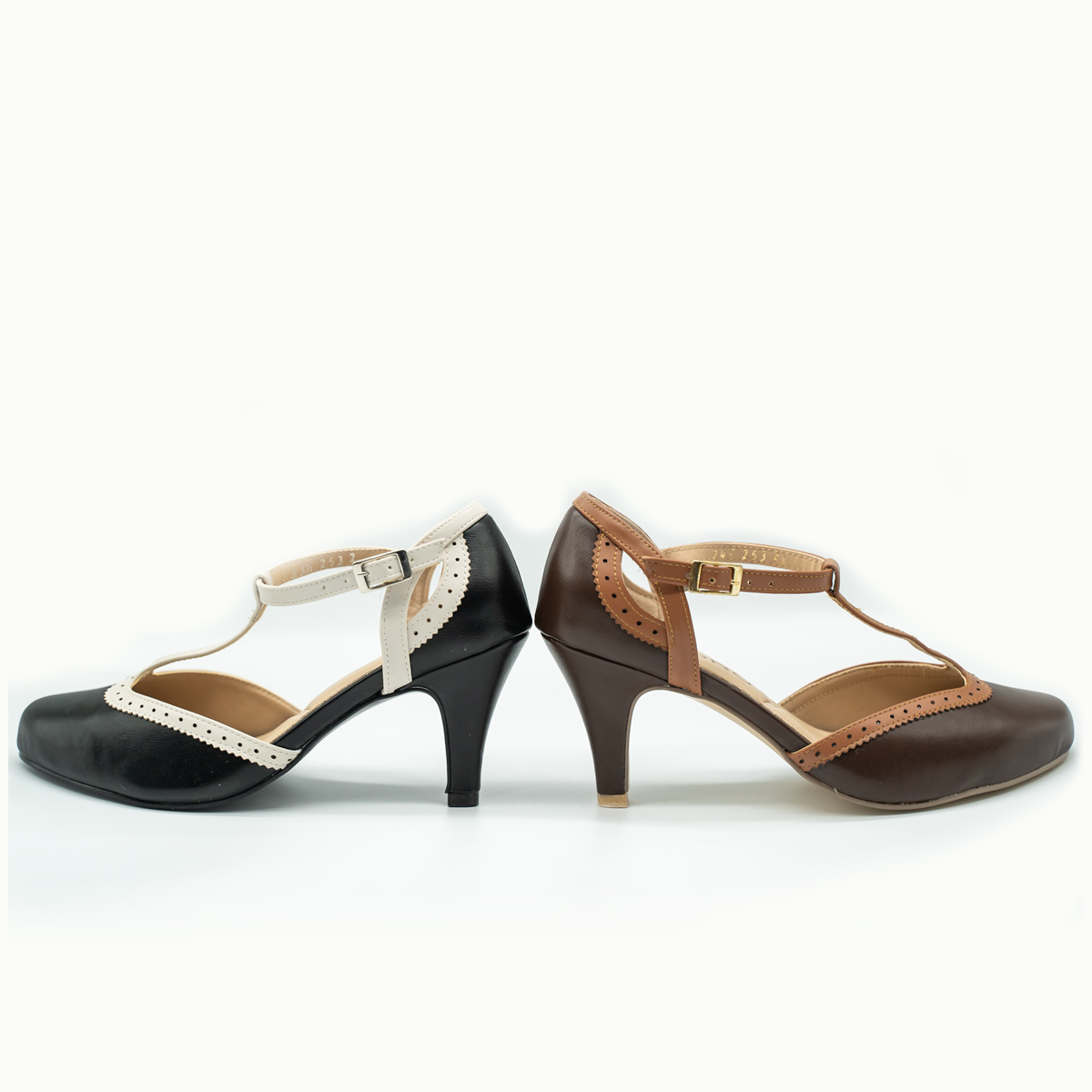 Tacón retro bicolor — elegancia clásica con un toque moderno-Ngro32