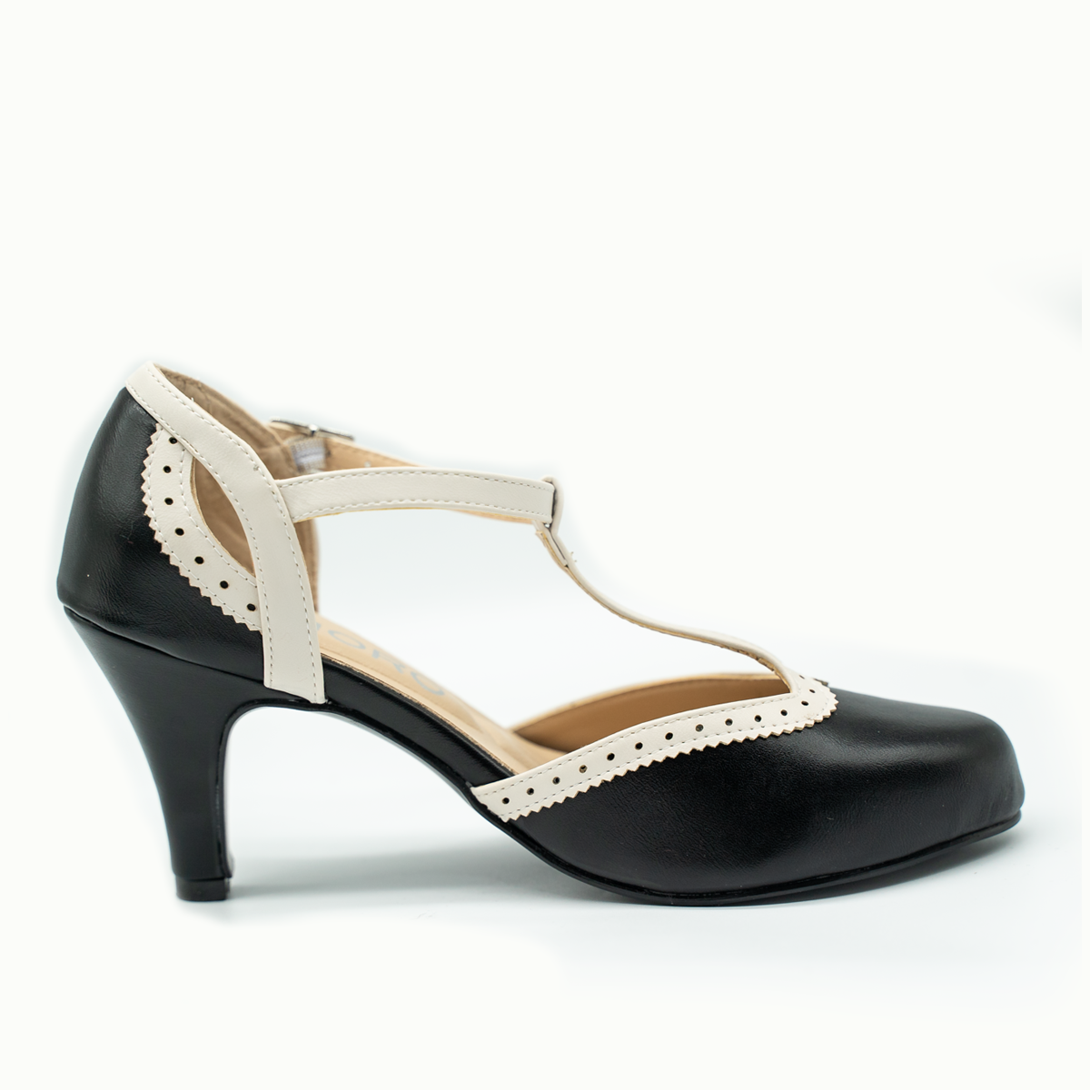 Tacón retro bicolor — elegancia clásica con un toque moderno-Ngro32