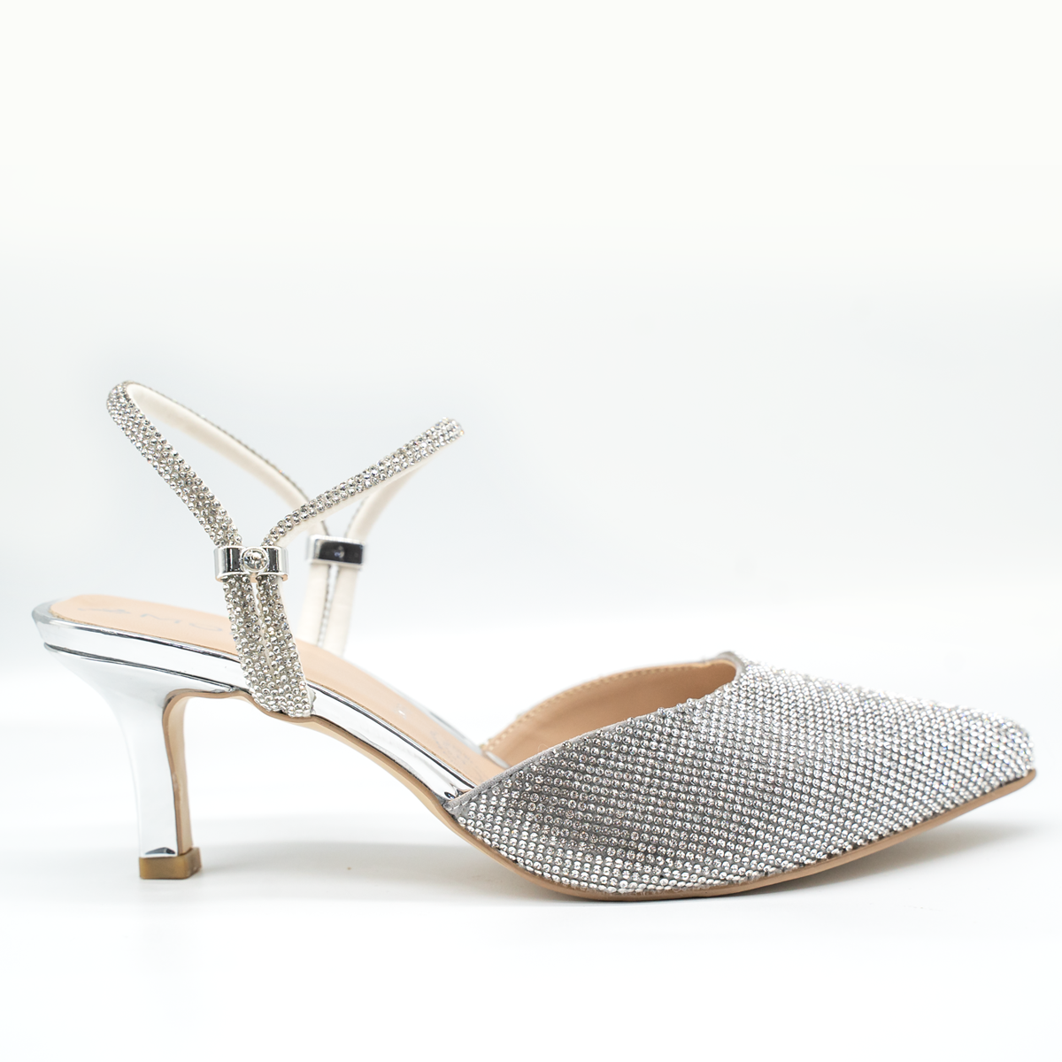 Zapatilla de lujo con pedrería brillante Plata-86