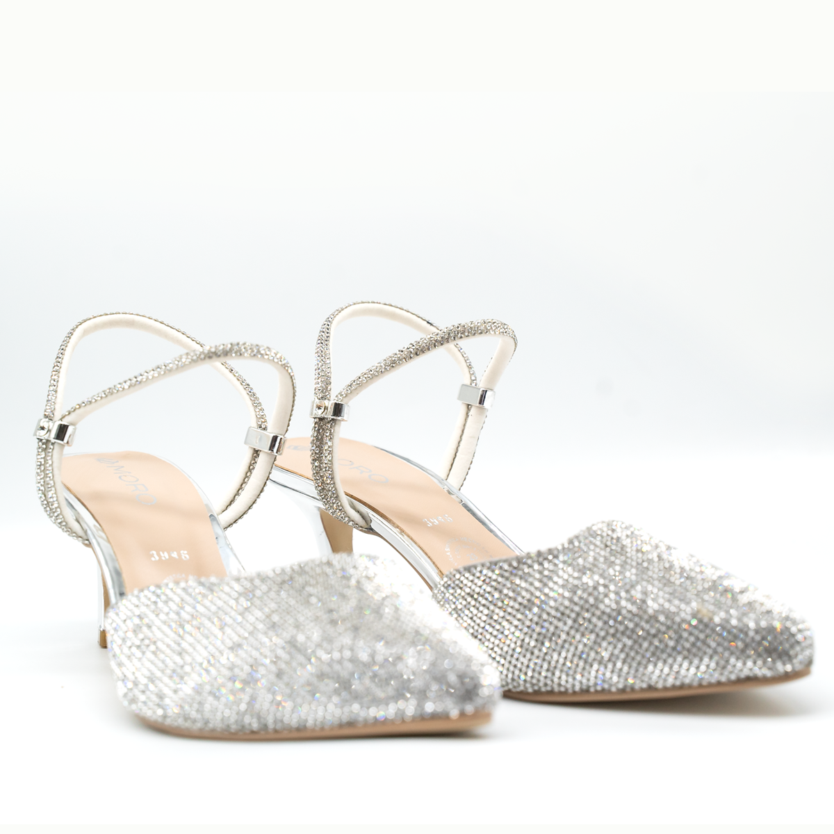 Zapatilla de lujo con pedrería brillante Plata-86