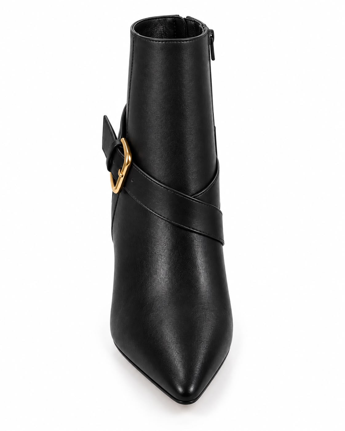 Botín De Tacón De Aguja Punta Fina Con Hebilla Lateral- Negro