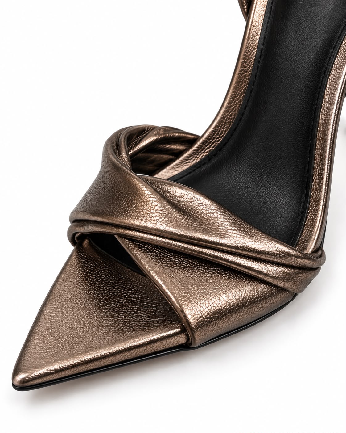 Zapatilla Inox De Tacón Alto Y Punta Fina, Con Tiras Cruzadas Y Pulsera Ajustable