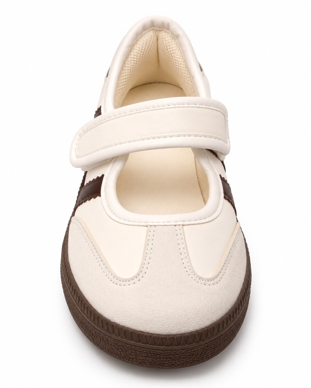 Tenis Flat Estilo Retro Deportivo con Broche 1CM para Mujer-03| Cafe Latte