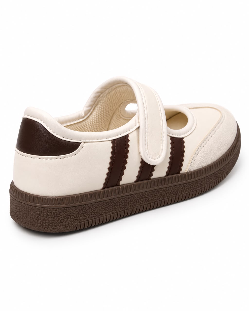 Tenis Flat Estilo Retro Deportivo con Broche 1CM para Mujer-03| Cafe Latte
