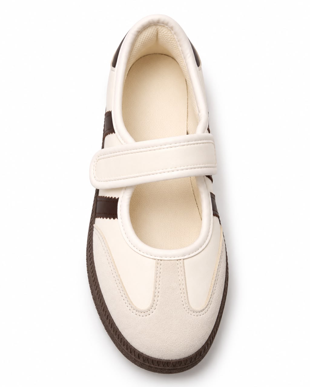Tenis Flat Estilo Retro Deportivo con Broche 1CM para Mujer-03| Cafe Latte