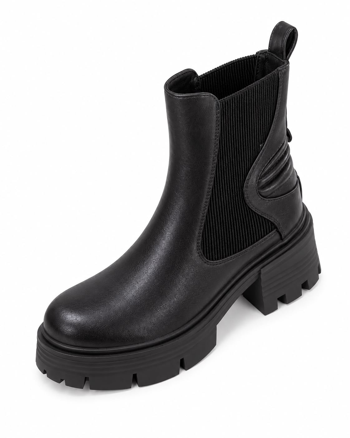 Botín De Plataforma Corrida Con Helastcio 5CM- Negro