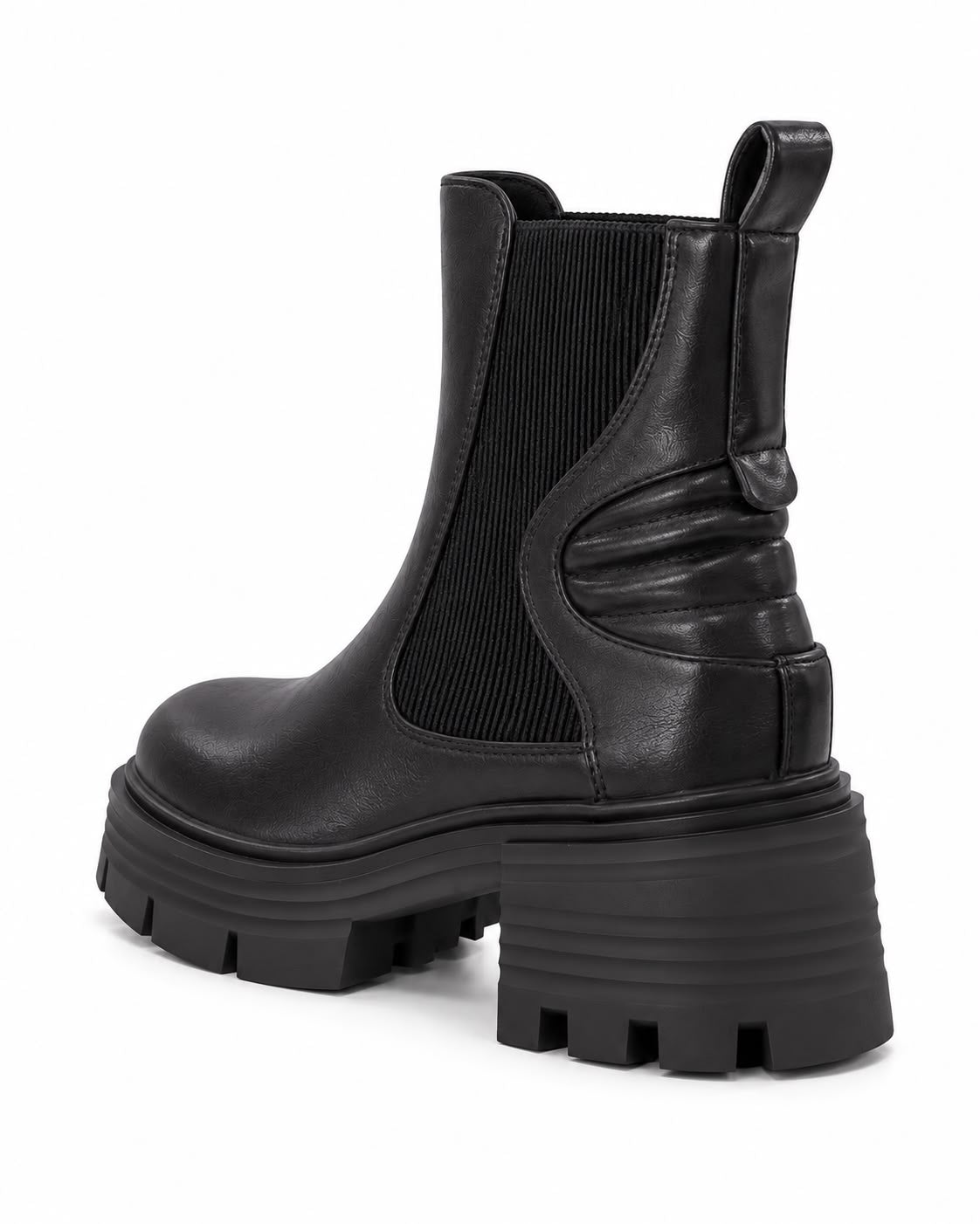 Botín De Plataforma Corrida Con Helastcio 5CM- Negro