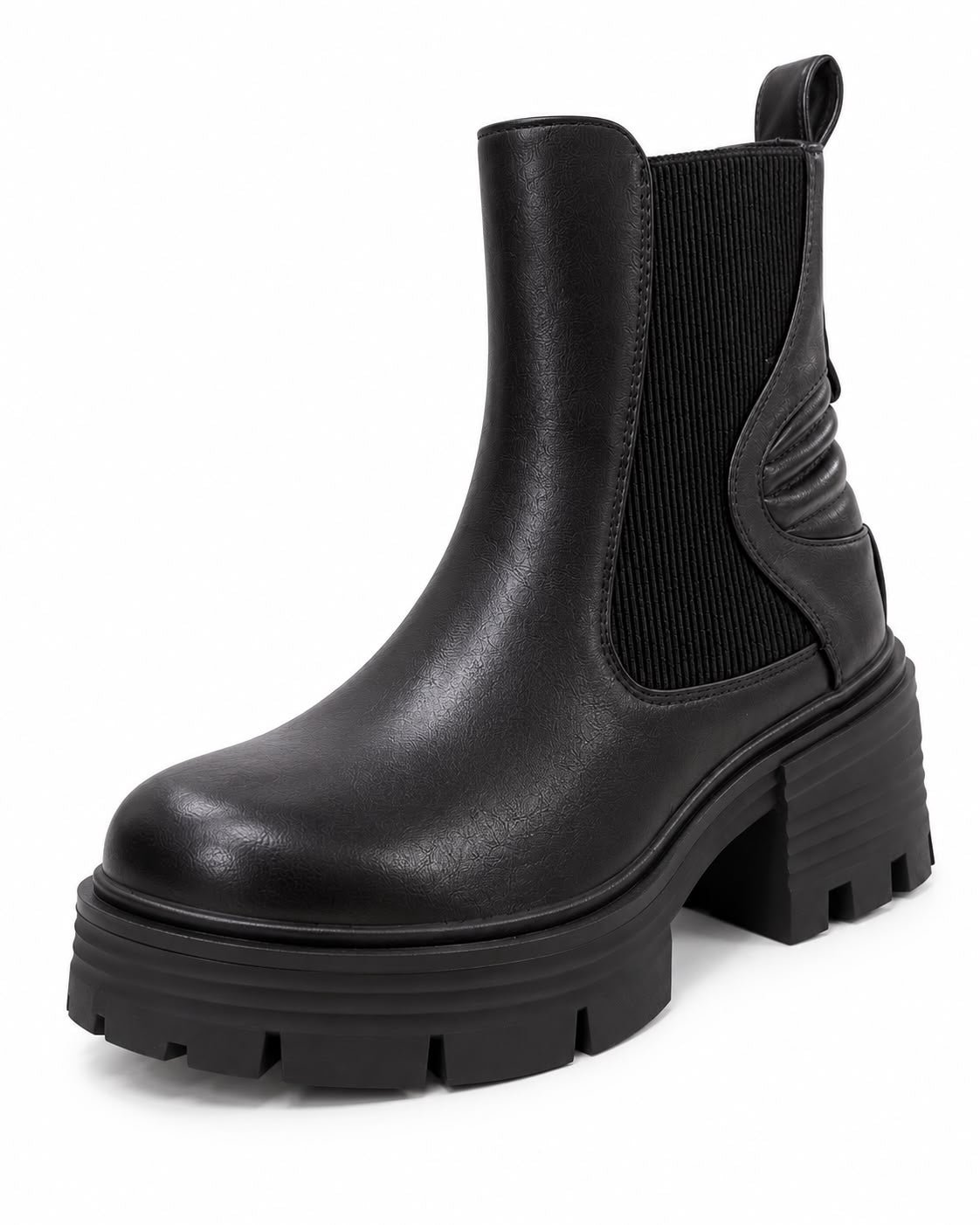 Botín De Plataforma Corrida Con Helastcio 5CM- Negro