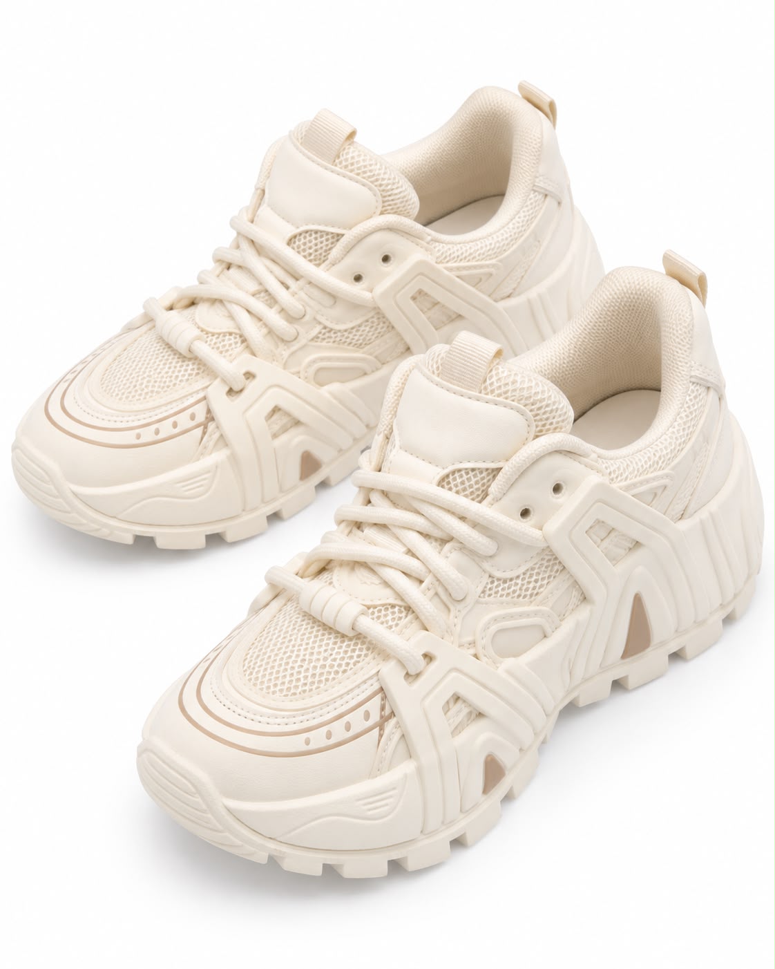 Tenis con Plataforma Corrida Antiderrapante - Latte