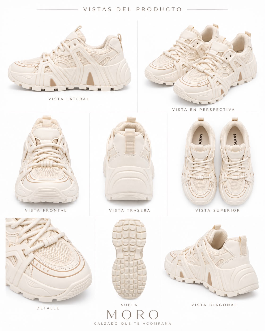 Tenis con Plataforma Corrida Antiderrapante - Latte